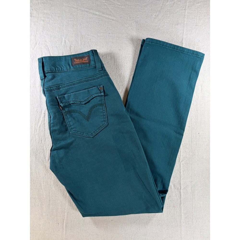 Levi's 529 Curvy Straight Jeans Womens 8M 29x31 Teal Green Flap Pocket Stretch